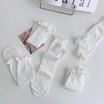5 пар Женских белых носков, Весенне-осенние летние сетчатые дышащие носки, Harajuku, кружевные волнистые носки для Студенческого отдыха