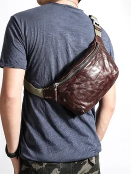 Винтажная высококачественная роскошная мужская нагрудная сумка из натуральной кожи, модные повседневные поясные сумки из воловьей кожи, сумки-мессенджеры для подростков, поясная сумка