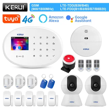 KERUI W204 Сигнализация Охранная Система Беспроводная 4G WIFI GSM Сигнализация Комплект Tuya Smart IP Камера Датчик Движения Детектор 120 дБ Сирена