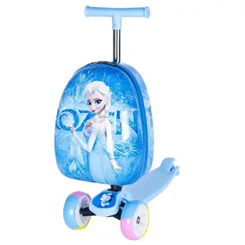 Детский багаж Disney, Мультяшный скутер, может кататься, милые сумки для перетаскивания и ручной чемодан, дорожные сумки для детей, Ленивый багаж на тележке