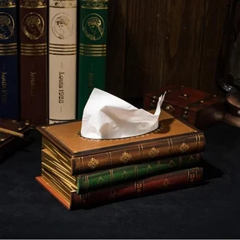 Новая винтажная деревянная коробка для бумажных полотенец в форме книги, Крышка, Подставка для салфеток, Коробка для салфеток