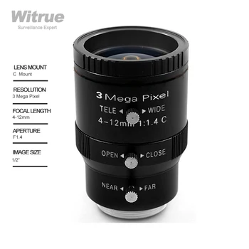Промышленный объектив Witrue HD 3MP C креплением 4-12 мм с переменным фокусным расстоянием F1.4 1/2 