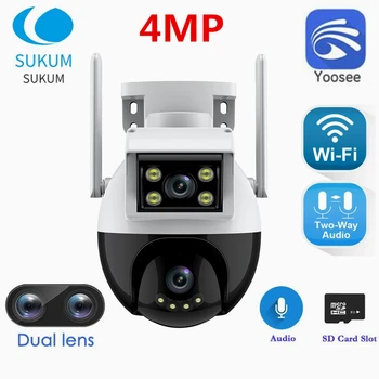 Водонепроницаемая Уличная WIFI Камера с Двойным Объективом YOOSee CCTV Умный Дом Цветное Ночное Видение 4MP Защита Безопасности IP-Камера