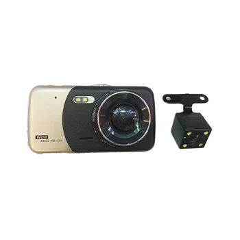 Автомобильный видеорегистратор, 4-дюймовый Автомобильный видеорегистратор с двумя объективами, Видеокамера Full HD 1080P ночного видения, Регистратор парковки, Видеорегистратор